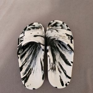 New Black and White Marble Crocs slides